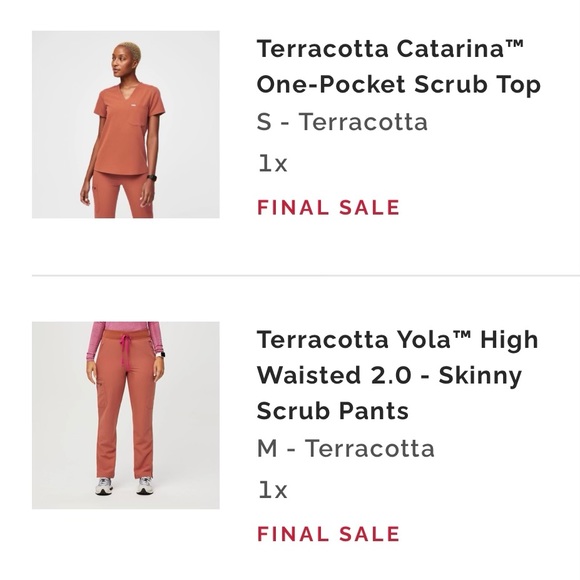 Figs - Small top; Medium Bottoms - one pocket top and skinny style pants - Picture 3 of 3